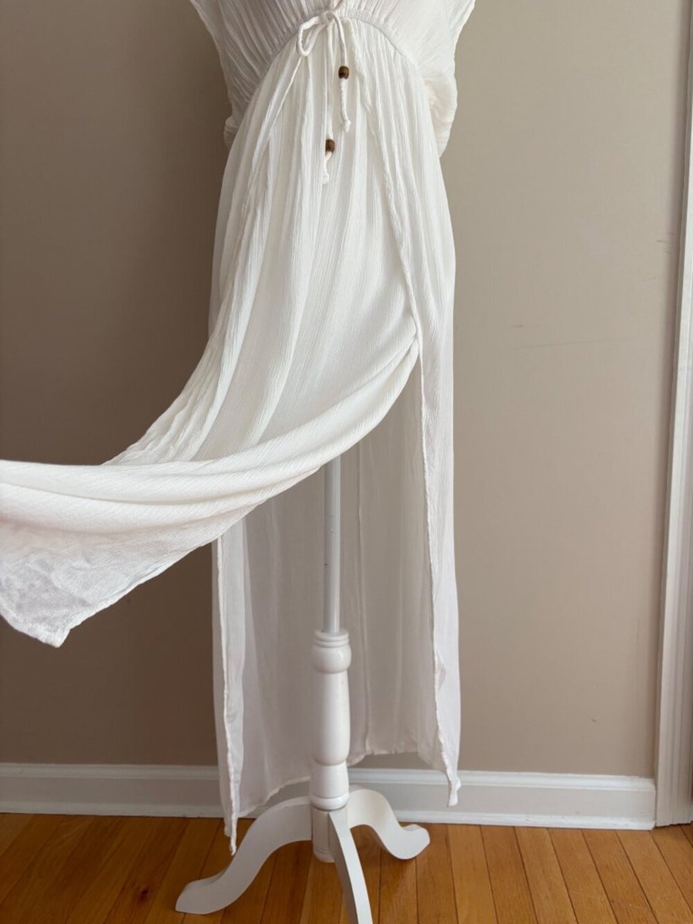 Raviya White Crinkle Maxi Kaftan Cover Up Dress Size Large Boho Beach Resort - Picture 5 of 12